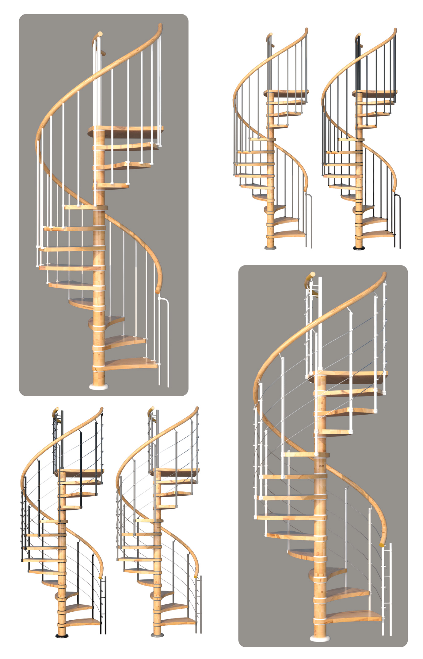 LARISSA scară spirală din lemn de fag pentru interior  2